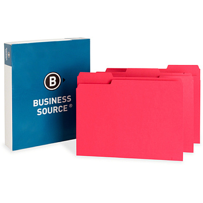 Business Source 1/3 Tab Cut Letter Recycled Top Tab File Folder (BSN65776)