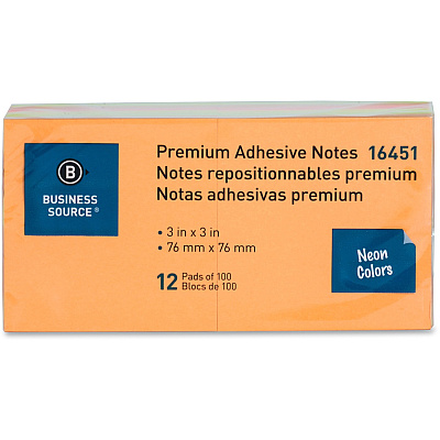 Business Source Repositionable Neon Notes (BSN16451)