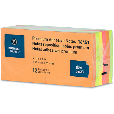 Business Source Repositionable Neon Notes (BSN16451)