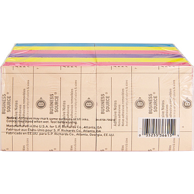 Business Source 3x3 Extreme Colors Adhesive Notes (BSN36615)