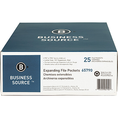 Business Source Straight Tab Cut Letter Recycled File Pocket (BSN65790)