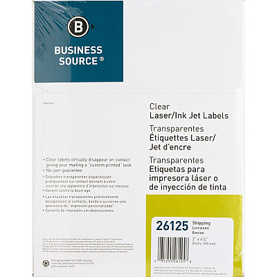 Business Source Clear Shipping Labels (BSN26125)