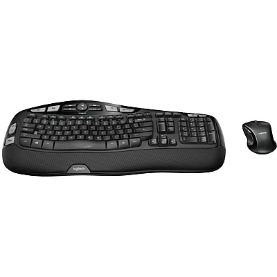 Logitech MK550 Wireless Wave Keyboard and Mouse Combo, Ergonomic Wave Design, Black (LOG920002555)