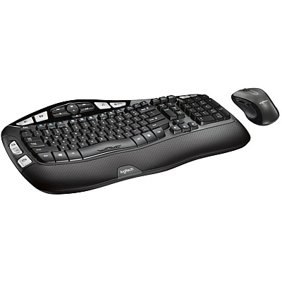 Logitech MK550 Wireless Wave Keyboard and Mouse Combo, Ergonomic Wave Design, Black (LOG920002555)