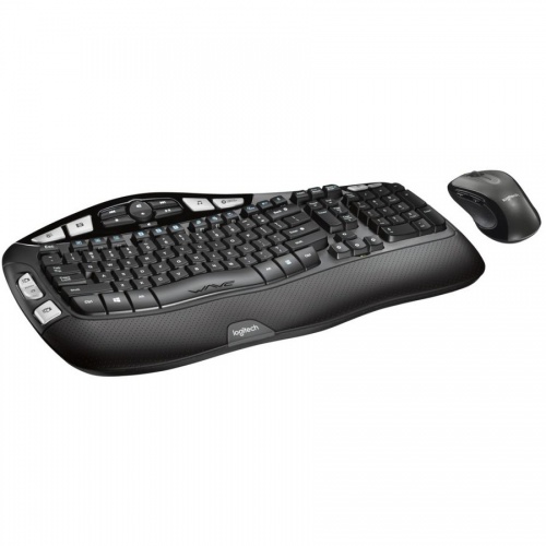 Logitech MK550 Wireless Wave Keyboard and Mouse Combo, Ergonomic Wave Design, Black (920002555)