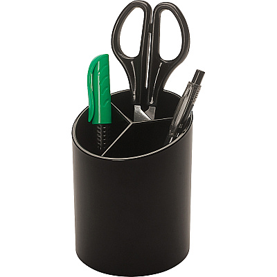 Business Source Large 3-Compartment Plastic Pencil Cup (BSN32355)