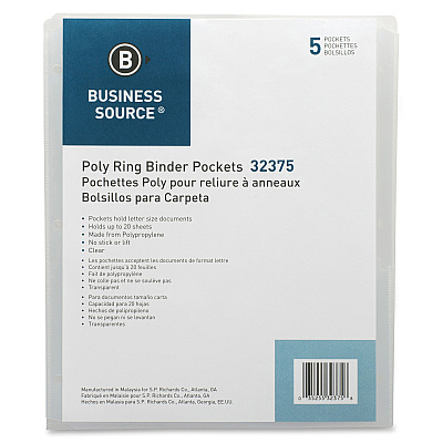 Business Source Poly Binder Pockets (BSN32375)