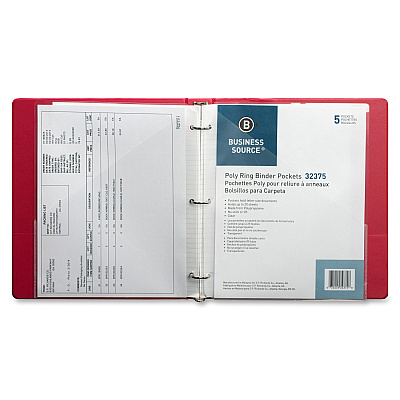 Business Source Poly Binder Pockets (BSN32375)