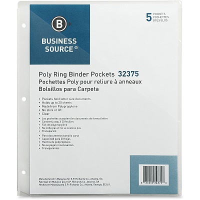 Business Source Poly Binder Pockets (BSN32375)