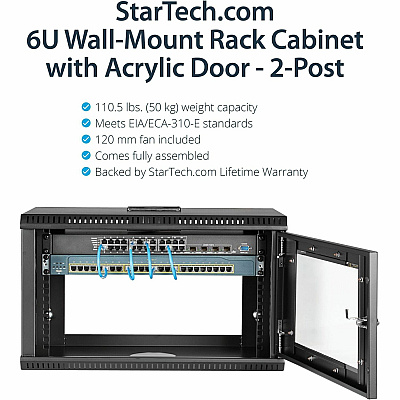 StarTech 6u 19in Wall Mount Server Rack Cabinet (RK619WALL)