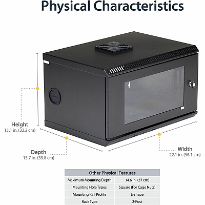 StarTech 6u 19in Wall Mount Server Rack Cabinet (RK619WALL)