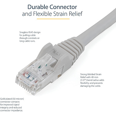 StarTech 100ft Cat6 Ethernet Cable Gray 100w Poe (N6PATCH100GR)