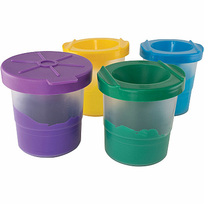 Pacon Creativity Street No-Spill Round Paint Cups With Colored Lids (CKC5100)