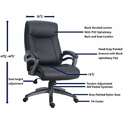 Lorell Executive High-Back Chair with Gun Metal Base (LLR69516)