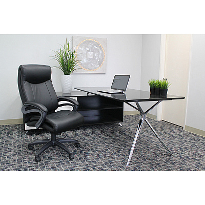 Lorell Executive High-Back Chair with Gun Metal Base (LLR69516)