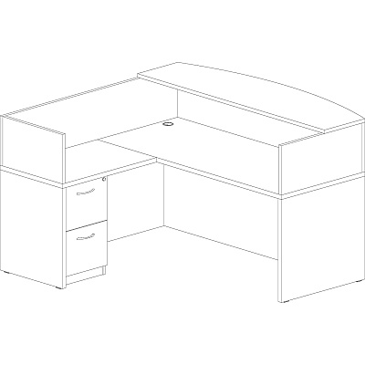 Lorell Essentials Series Bowfront Desk Shell (LLR69370)
