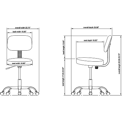 Lorell 16" Round Seat Pneumatic-Lift Stool with Back (LLR69511)