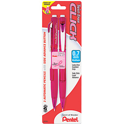 Pentel Twist Erase Pink Click Mechanical Pencils (PENPD277TBP2PBC)
