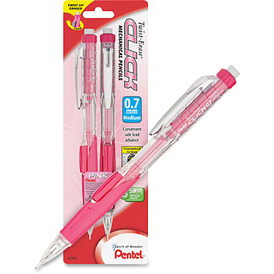 Pentel Twist Erase Pink Click Mechanical Pencils (PENPD277TBP2PBC)