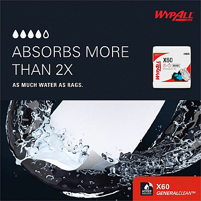 Wypall GeneralClean X60 Multi-Task Cleaning Cloths (KCC34865)