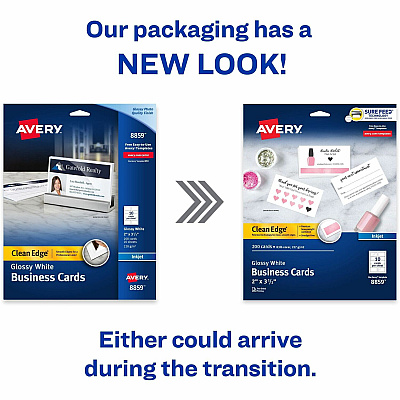 Avery Clean Edge Business Cards, 2" x 3.5" , Glossy, 200 (08859)