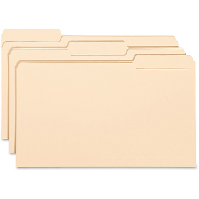 Business Source 1/3 Tab Cut Legal Recycled Top Tab File Folder (BSN43560)