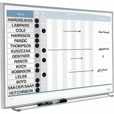 Quartet Matrix 15-employee In/Out Board (QRT33704)