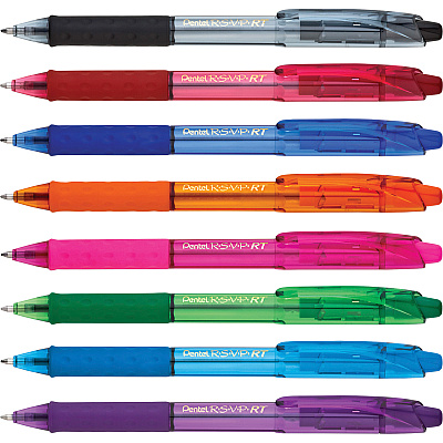 Pentel Recycled Retractable R.S.V.P. Colors Pens (PENBK93CRBP8M)