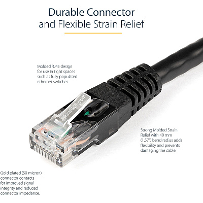 StarTech 2ft Cat6 Ethernet Cable Black Cat 6 Poe (C6PATCH2BK)