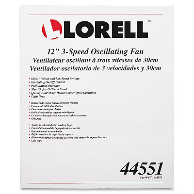 Lorell 12" Oscillating Desk Fan (LLR44551)