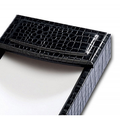 Dacasso Crocodile Embossed Black Leather Memo Holder (A2209)