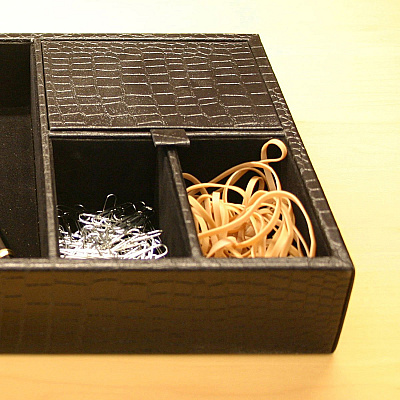 Dacasso Crocodile Embossed Black Leather Standard Valet Tray (A2463)