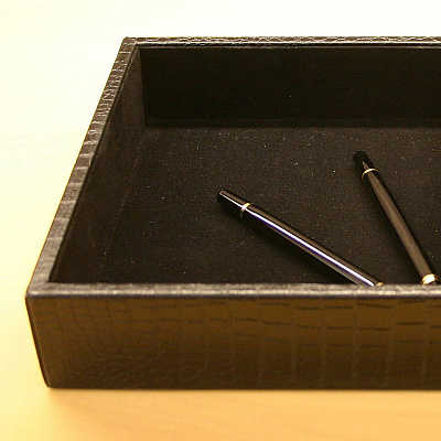 Dacasso Crocodile Embossed Black Leather Standard Valet Tray (A2463)