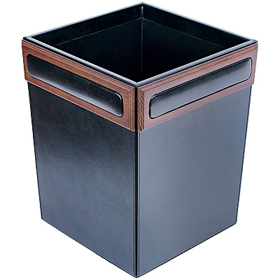 Dacasso Walnut & Leather Waste Basket (A8403)