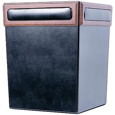 Dacasso Walnut & Leather Waste Basket (A8403)