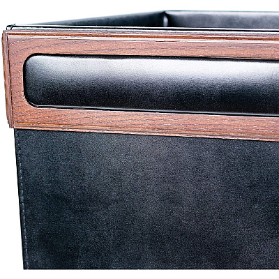 Dacasso Walnut & Leather Waste Basket (A8403)
