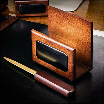Dacasso Walnut & Leather Letter Holder (A8408)