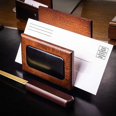 Dacasso Walnut & Leather Letter Holder (A8408)