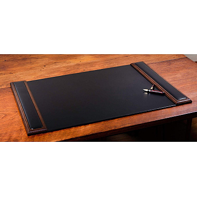 Dacasso Walnut & Leather Side-Rail Desk Pad (P8402)
