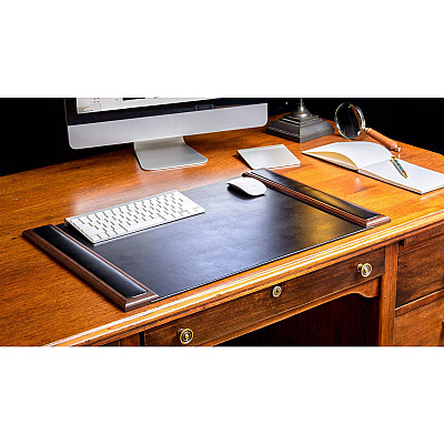 Dacasso Walnut & Leather Side-Rail Desk Pad (P8402)