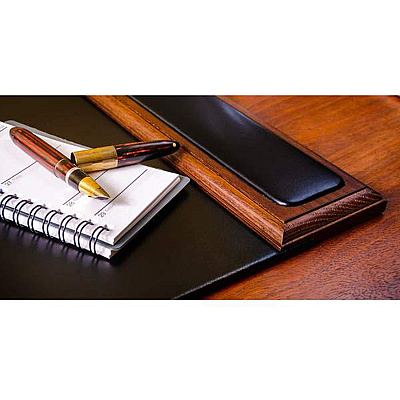 Dacasso Walnut & Leather Side-Rail Desk Pad (P8402)