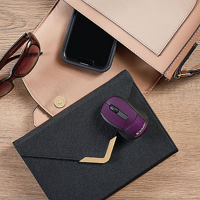 Verbatim Wireless Mini Travel Optical Mouse - Purple (97473)