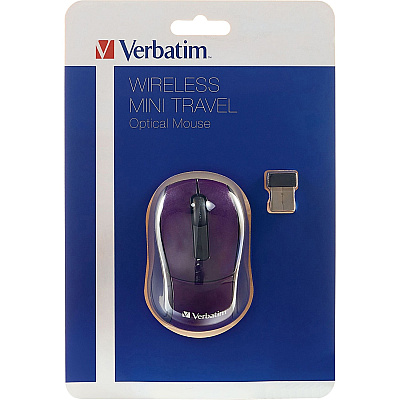 Verbatim Wireless Mini Travel Optical Mouse - Purple (97473)