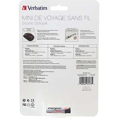 Verbatim Wireless Mini Travel Optical Mouse - Purple (97473)