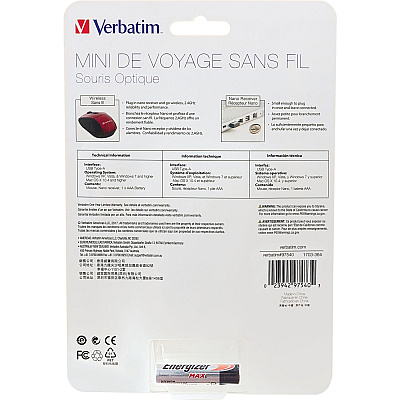 Verbatim Wireless Mini Travel Optical Mouse - Red (97540)