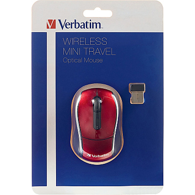 Verbatim Wireless Mini Travel Optical Mouse - Red (97540)