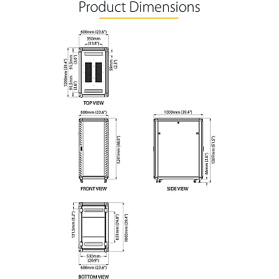 StarTech 25u 36in Knock-down Server Rack Cabinet (RK2536BKF)