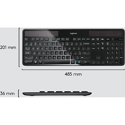 Logitech K750 Wireless Solar Keyboard for Windows, 2.4GHz Wireless with USB Unifying Receiver, Ultra-Thin, Compatible with PC, Laptop (LOG920002912)