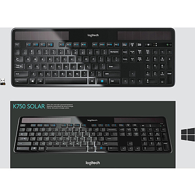 Logitech K750 Wireless Solar Keyboard for Windows, 2.4GHz Wireless with USB Unifying Receiver, Ultra-Thin, Compatible with PC, Laptop (LOG920002912)