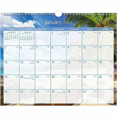 AT-A-GLANCE Tropical Escape Wall Calendar, Tropical Escape Photography, 15 x 12, Pale Blue/Multicolor Sheets, 12-Month (Jan to Dec): 2026 (DMWTE828)